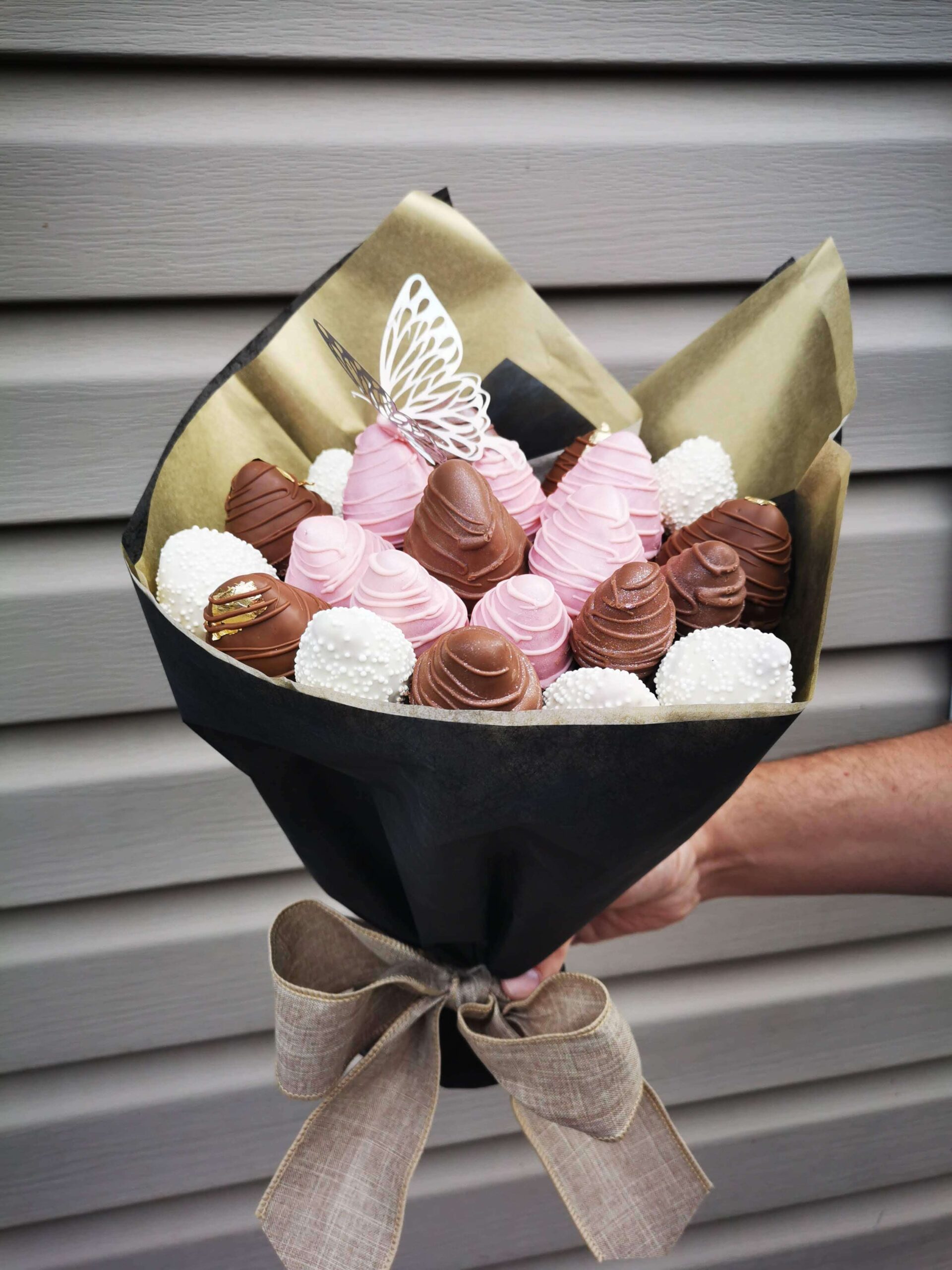 Bouquets de fraises au chocolat